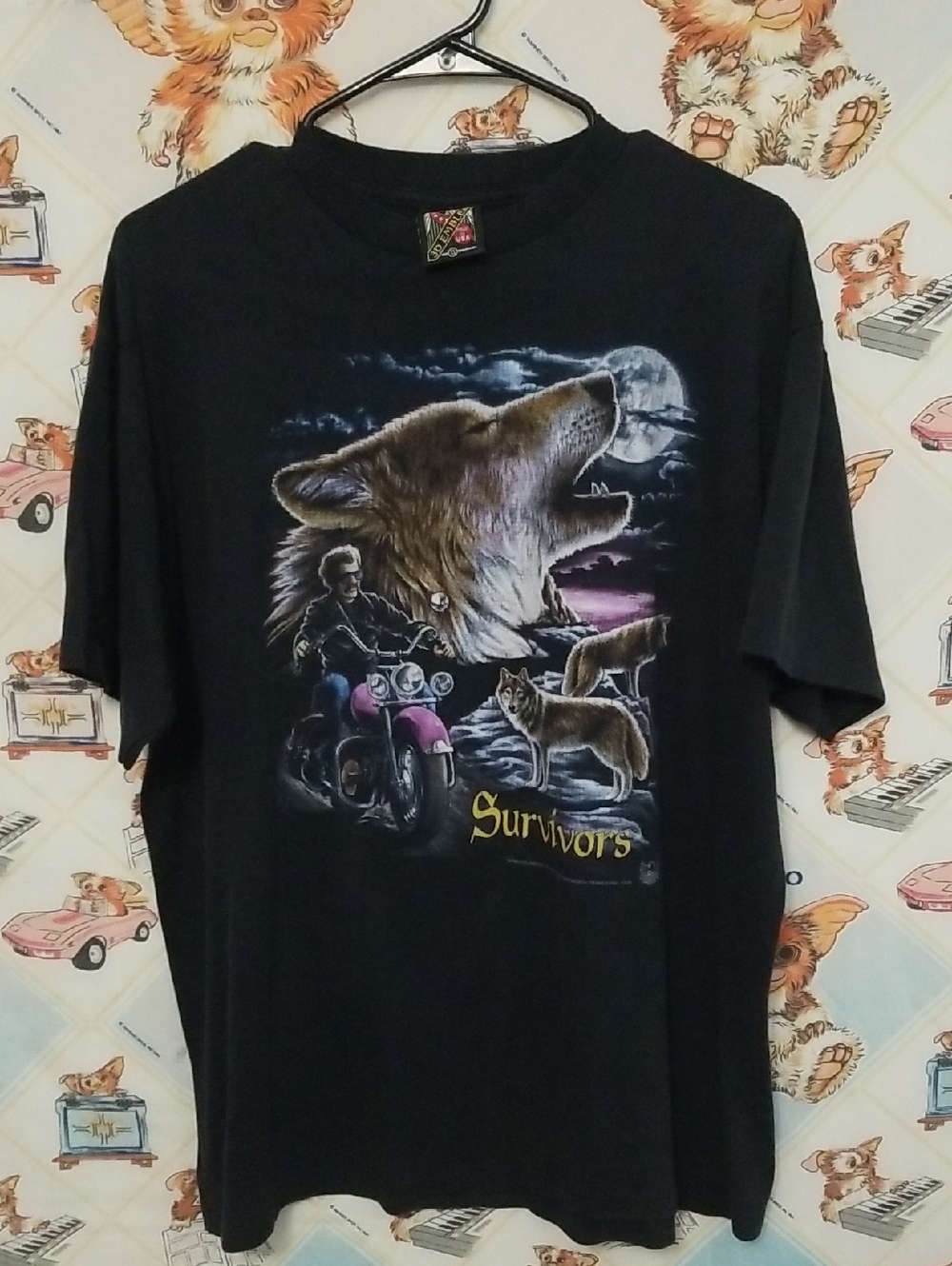 Vintage Harley Davidson 1992 3D Emblem Survivors Wolf T Shirt Single Stitch XL